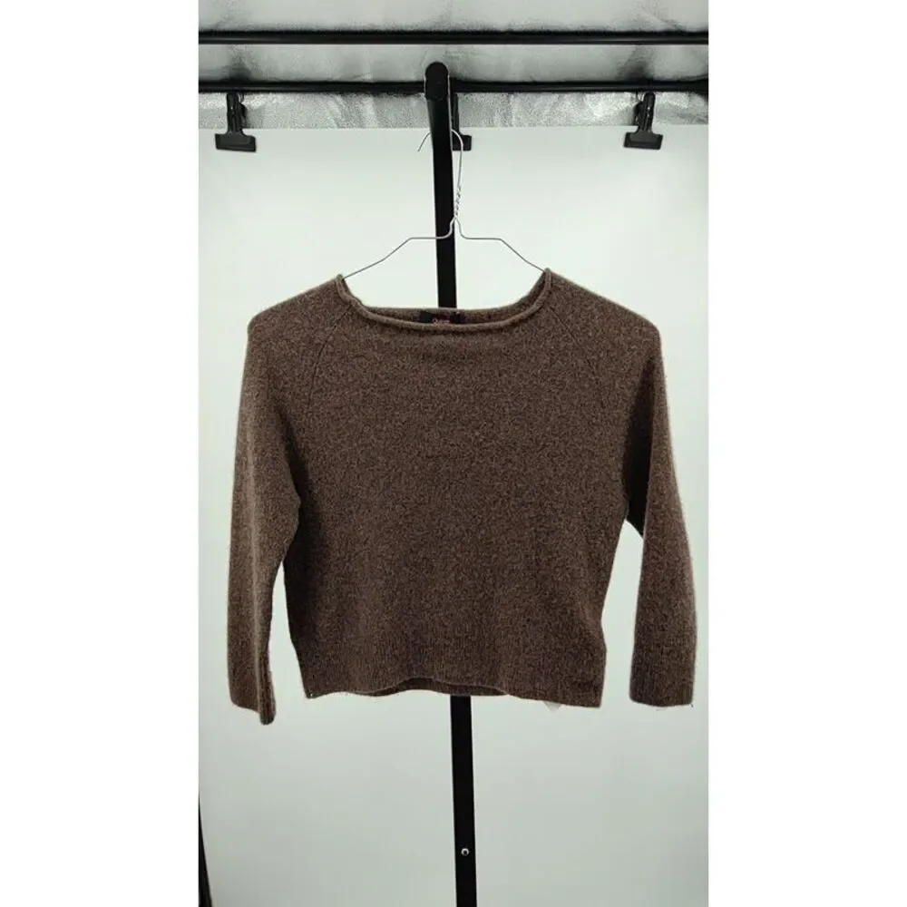 Quince Womens Mongolian Cashmere Boatneck Sweater Brown Sleeved Top XS - Picture 2 of 3
